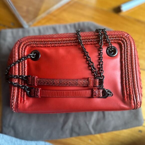 RARE - Bottega Veneta Python and Red leather Cross body bag - Picture 7 of 14